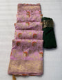 Opulent Pink Soft Banarasi Silk Saree With Glorious Blouse Piece