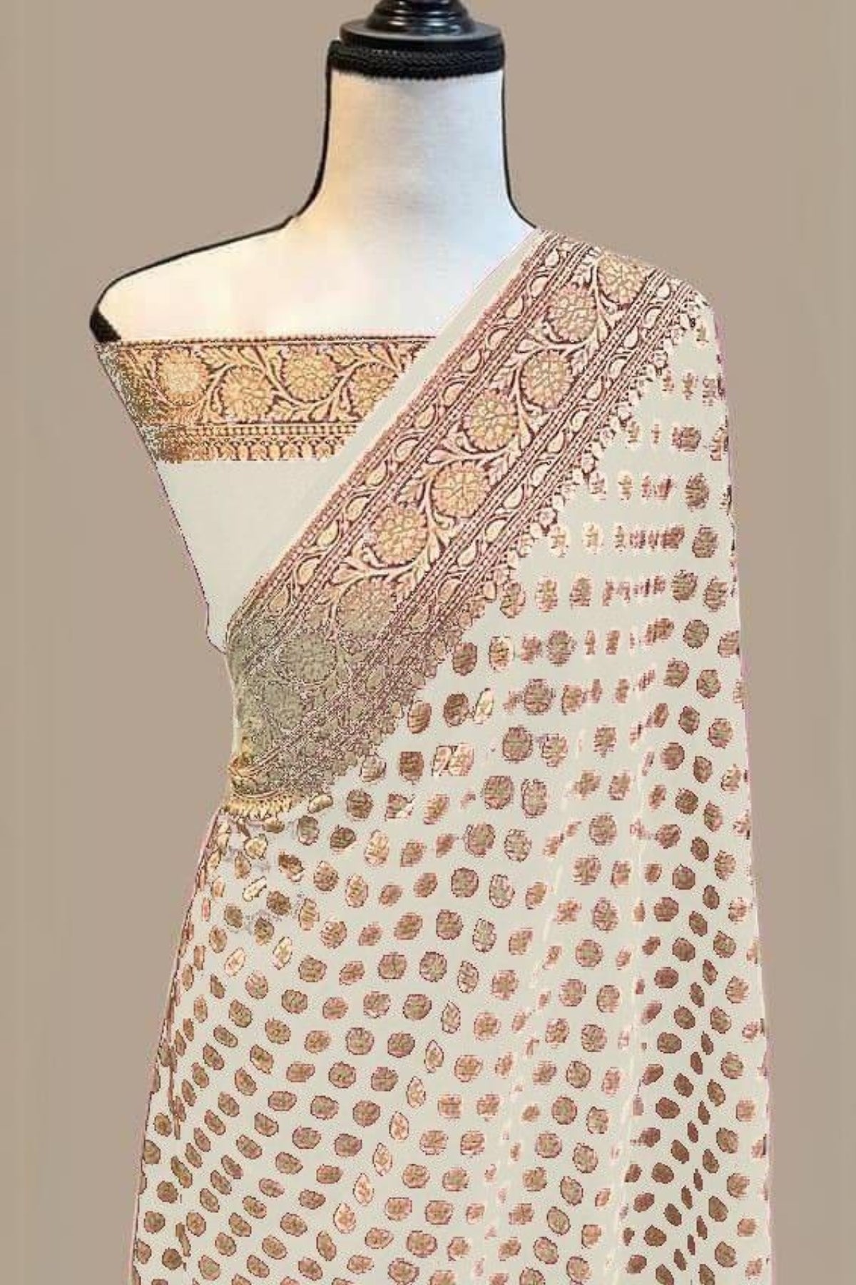 Bucolic Beige Soft Banarasi Silk Saree With Elegant Blouse Piece