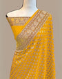 Enticing Yellow Soft Banarasi Silk Saree With Engrossing Blouse Piece