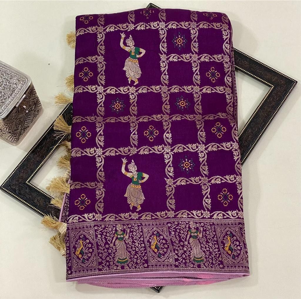 Classic Purple Dola Silk Saree With Ideal Blouse Piece