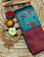 Inspiring Firozi Soft Banarasi Silk Saree With Majesty Blouse Piece