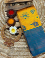 Pleasant Yellow Soft Banarasi Silk Saree With Luxuriant Blouse Piece