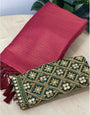 Precious Dark Pink Kanjivaram Silk Saree With Two Exuberant Blouse Piece