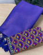 Marvellous Royal Blue Kanjivaram Silk Saree With Two Majestic Blouse Piece