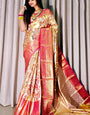 Invaluable Dark Pink Kanjivaram Silk Saree With Exceptional Blouse Piece