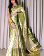 Unique Green Kanjivaram Silk Saree With Beautiful Blouse Piece