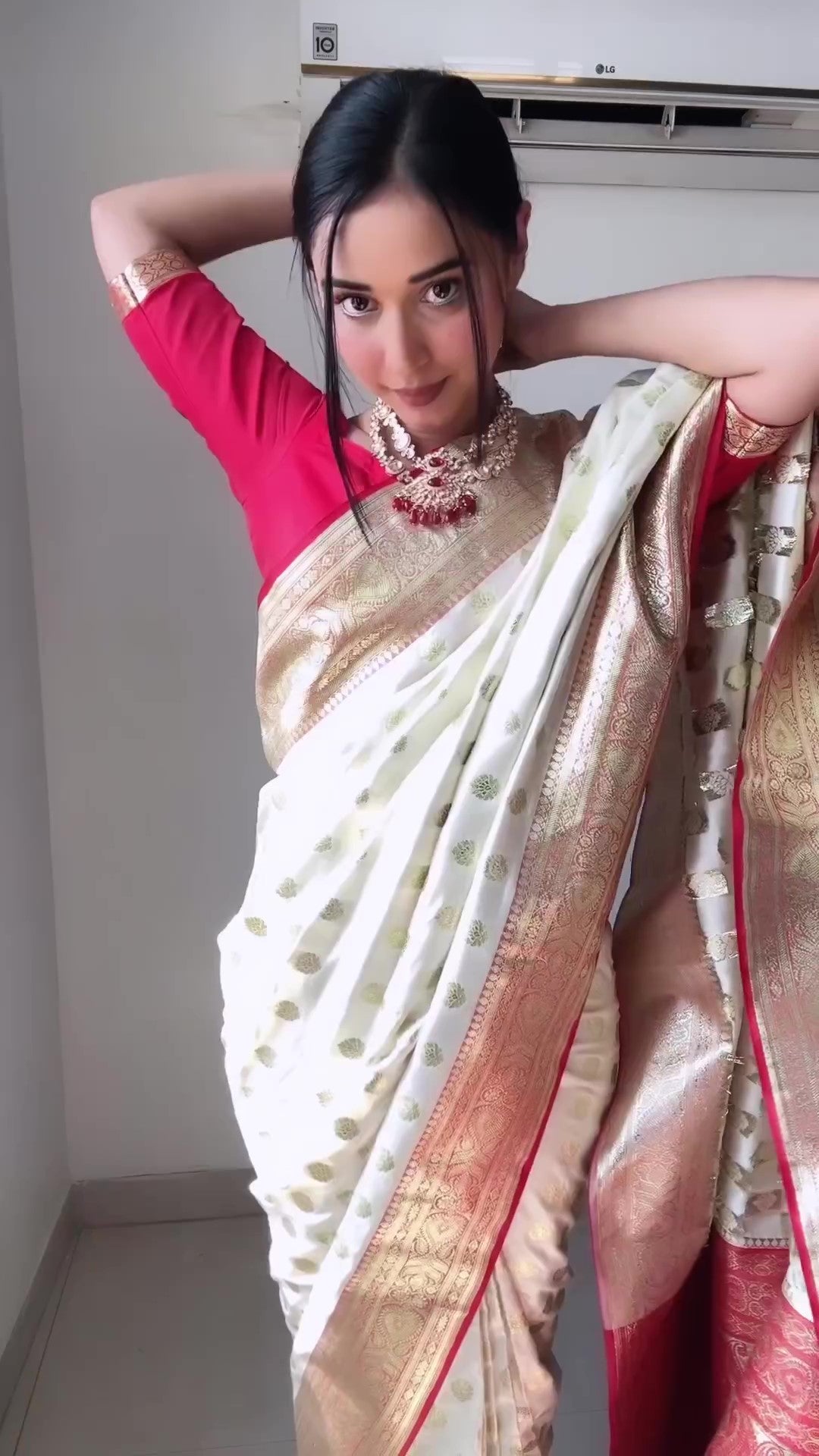 Trendy 1-Minute Ready To Wear Beige Soft Silk Saree