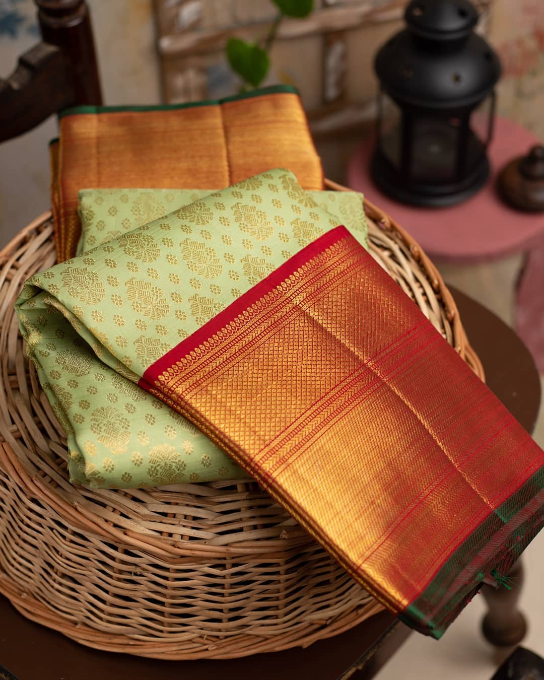 Surreptitious Pista Soft Banarasi Silk Saree With Ethnic Blouse Piece