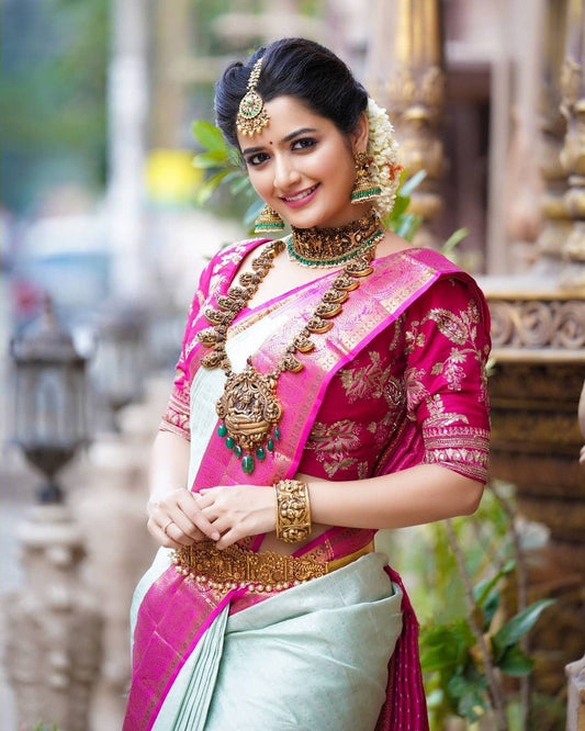 Pleasurable Sea Green Soft Banarasi Silk Saree With Smashing Blouse Piece