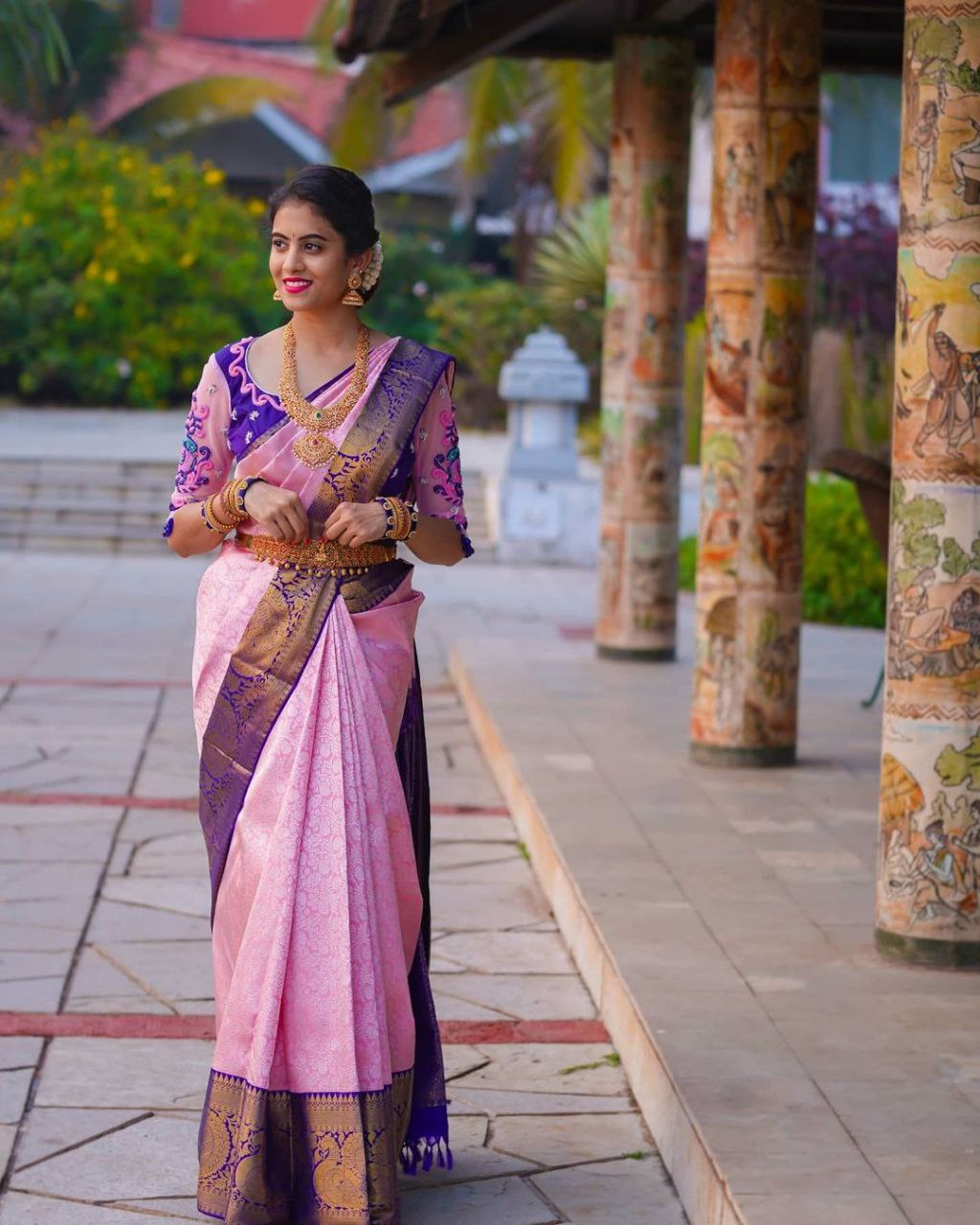 Twirling Pink Soft Banarasi Silk Saree With Two Palimpsest Blouse Piece