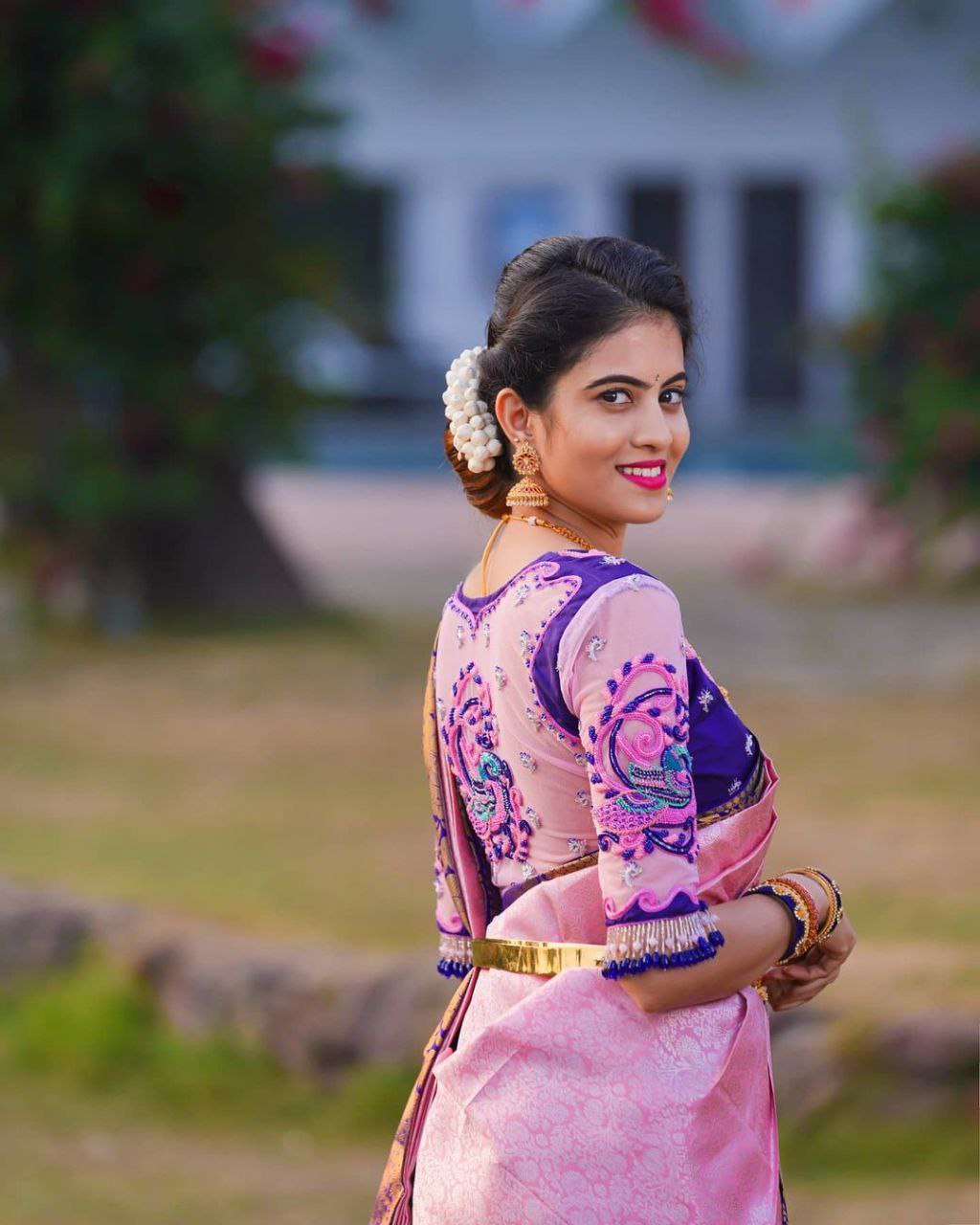 Twirling Pink Soft Banarasi Silk Saree With Two Palimpsest Blouse Piece