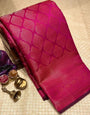 Susurrous Dark Pink Soft Silk Saree With Fantabulous Blouse Piece