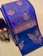 Adorning Royal Blue Soft Silk Saree With Murmurous Blouse Piece