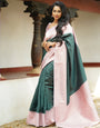 Glorious Dark Green Soft Silk Saree With Gorgeous Blouse Piece