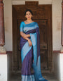 Admirable Navy Blue Soft Silk Saree With Extraordinary Blouse Piece