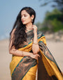 Phenomenal Yellow Soft Silk Saree With Enthralling Blouse Piece