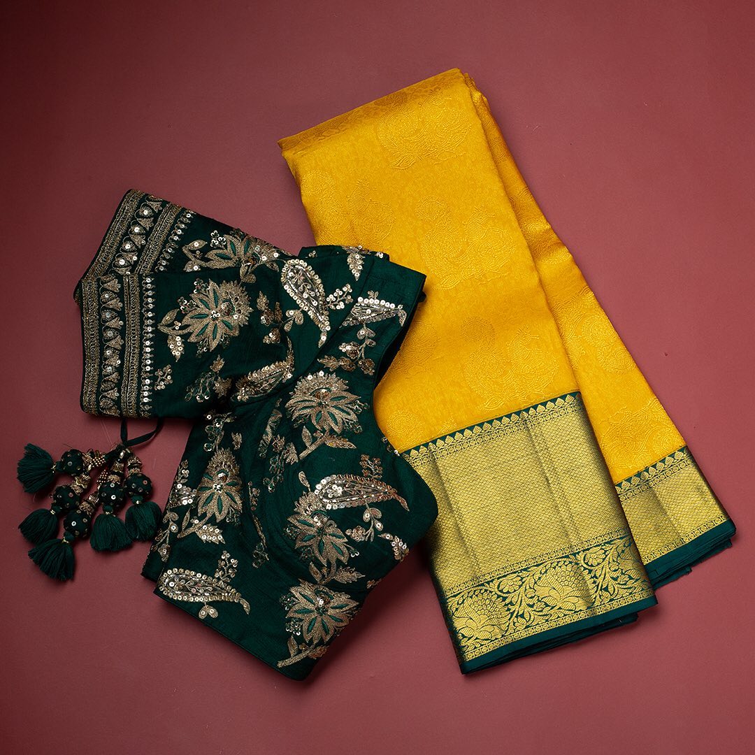 Incredible Yellow Soft Banarasi Silk Saree With Flattering Two Blouse Piece