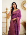 Desuetude Purple Soft Silk Saree With Dissemble Blouse Piece