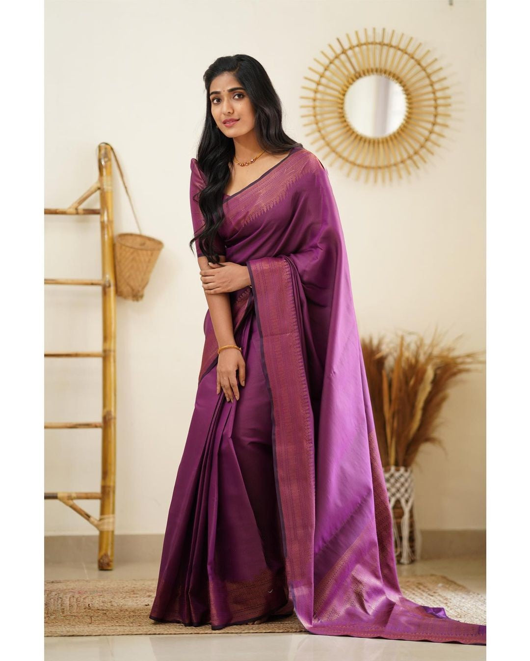 Desuetude Purple Soft Silk Saree With Dissemble Blouse Piece – SilkFolks
