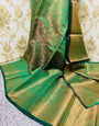 Smashing Green Soft Banarasi Silk Saree With Snazzy Blouse Piece