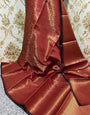 Enchanting Maroon Soft Banarasi Silk Saree With Imaginative Blouse Piece