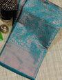 Luxuriant Rama Soft Banarasi Silk Saree With Artistic Blouse Piece
