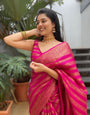 Glowing Pink Soft Silk Saree With Groovy Blouse Piece