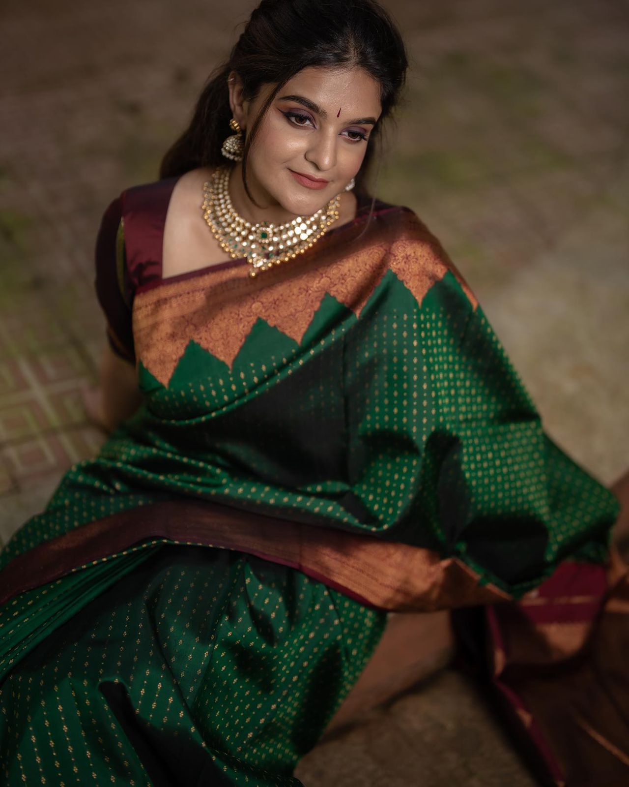 Stunning Green Soft Silk Saree With Innovative Blouse Piece