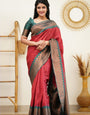 Demesne Maroon Soft Silk Saree with Eloquence Blouse Piece