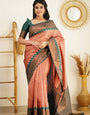 Ailurophile Peach Soft Silk Saree with Admirable Blouse Piece