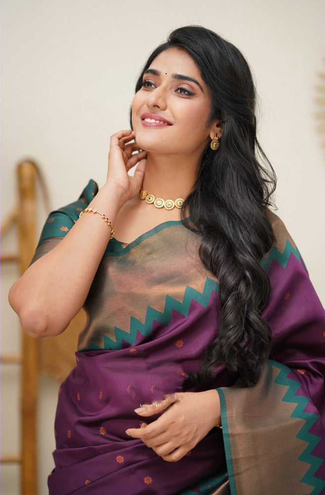 Splendorous Purple Soft Silk Saree with Fugacious Blouse Piece