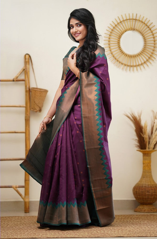 Splendorous Purple Soft Silk Saree with Fugacious Blouse Piece