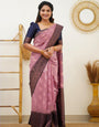 Sempiternal Pink Soft Banarasi Silk Saree With Vestigial Blouse Piece