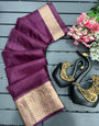 Propinquity Purple Orgeanza Silk Saree With Quintessential Blouse Piece