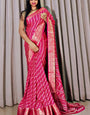 Capricious Dark Pink Digital Printed Dola Silk Saree With Pleasant Blouse Piece