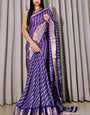 Stylish Royal Blue Digital Printed Dola Silk Saree With Surreptitious Blouse Piece