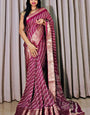 Wonderful Wine Digital Printed Dola Silk Saree With Scrumptious Blouse Piece