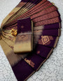 Ailurophile Dark Beige Soft Banarasi Silk Saree With Alluring Blouse Piece