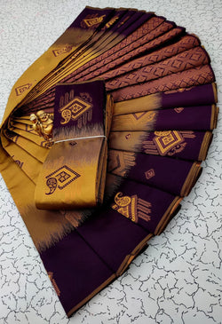 Prettiest Mustared Soft Banarasi Silk Saree With Demure Blouse Piece