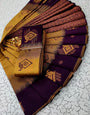 Prettiest Mustared Soft Banarasi Silk Saree With Demure Blouse Piece
