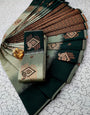 Fancifull Pista Soft Banarasi Silk Saree With Magnetic Blouse Piece