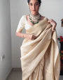 Demesne 1-Minute Ready To Wear Beige Kanjivaram Silk Saree